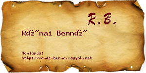 Rónai Bennó névjegykártya